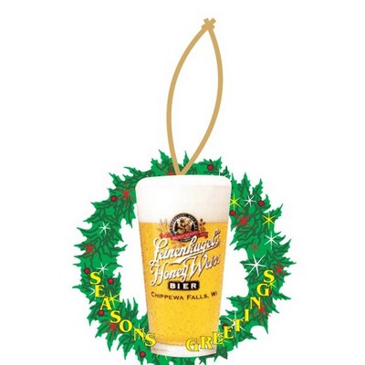 Beer Glass Executive Wreath Ornament w/ Mirrored Back (2 Square Inch)