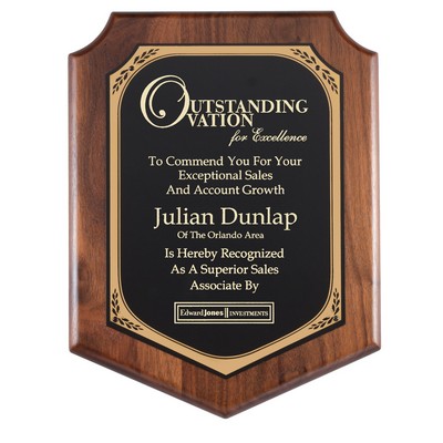 Walnut Plaque with Black Brass Plate, 8 x 10 1/2"