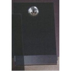 Smoked Glass Plaque Award w/Silver Basketball Accent, Plastic Mounts & Base (6"x8.5")