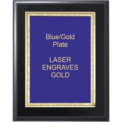 Black Matte Plaque 8" x 10" - Blue/Gold 6" x 8" Florentine Plate