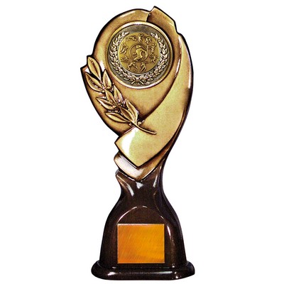 Stock 15" Classic Trophy with 2" Track & Field Male Coin and Engraving Plate