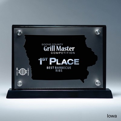 Frosted Lucite IA State Cutout on Risers Award