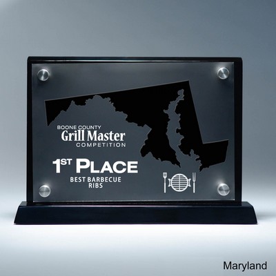 Frosted Lucite MD State Cutout on Risers Award