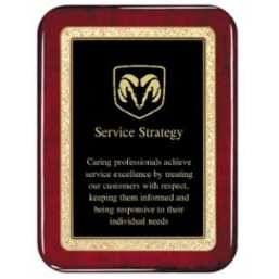 Rosewood Piano Finish Plaque with Black Plate, 8 x 10"