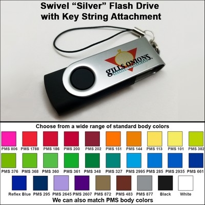 512 MB Swivel "Silver" Flash Drive w/Key String Attachment
