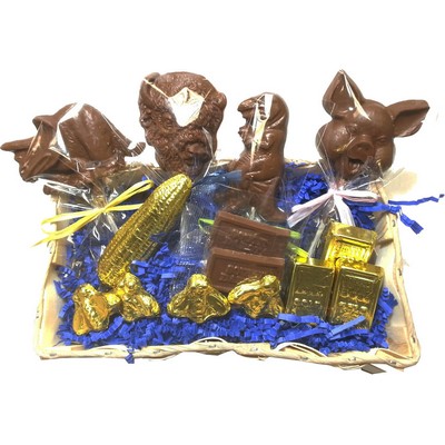 Small South Dakota State Shaped Wooden Gift Basket