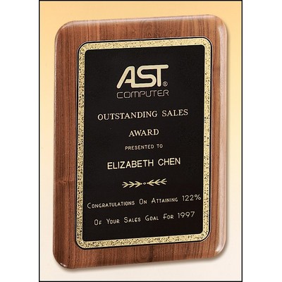Airflyte® American Walnut Plaque w/Precision Elliptical Edge & Gold Florentine Border (8"x 10.5")