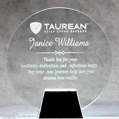 Jade Glass Circle With Chrome Stand - 10"
