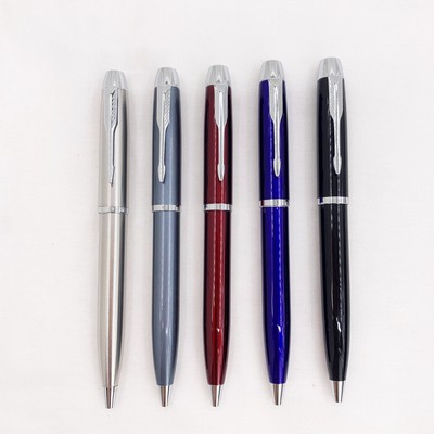 Metal Ballpoint Pen With Silver Cap And Clip