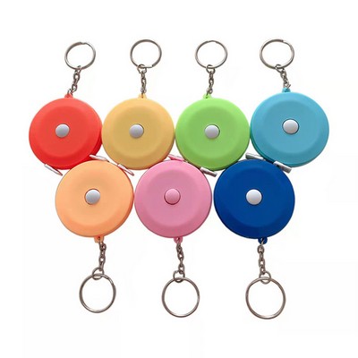 1.5m 60" Round Plastic Retractable Measuring Tape Keychain