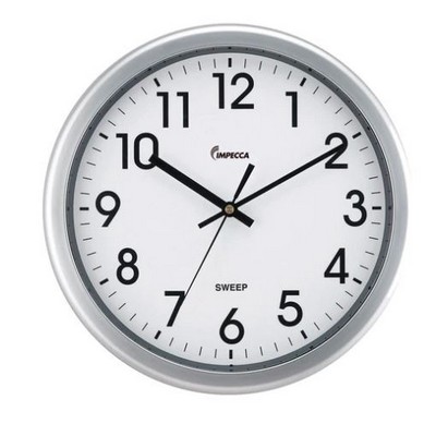 Impecca 12" Quiet Movement Wall Clock Silver