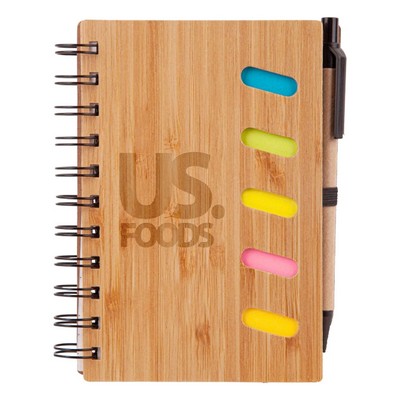 Bamboo Notebook w/Pen and Sticky Notes