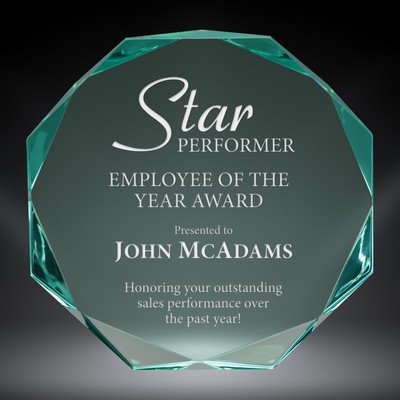 Octagon Acrylic Award, Jade, 8"H