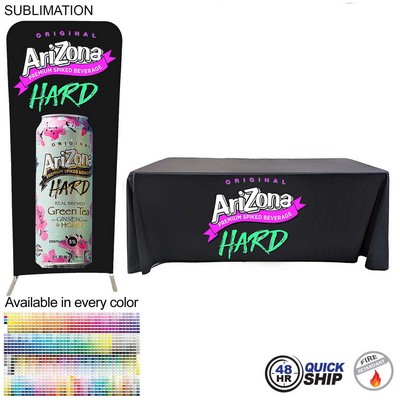 48 Hr Quick Ship - Trade Show Booth Package Sleek, EuroFit Display and 6' Sub Tablecloth (3'x96")