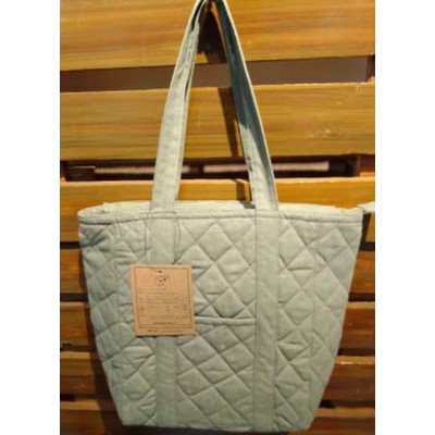 Olive Green Quilted Shopper Bag