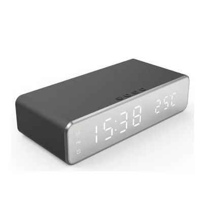 3-in-1 Alarm Clock w/Wireless Charger