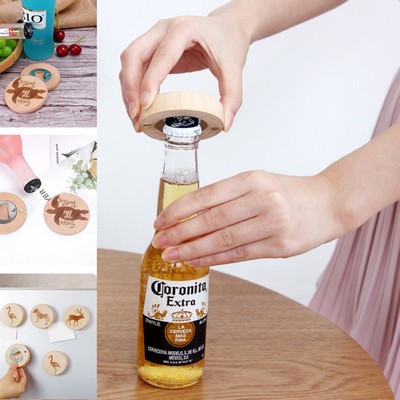 2" 1 Beer Bottle Opener Wooden Magnetic Fridge Magnet
