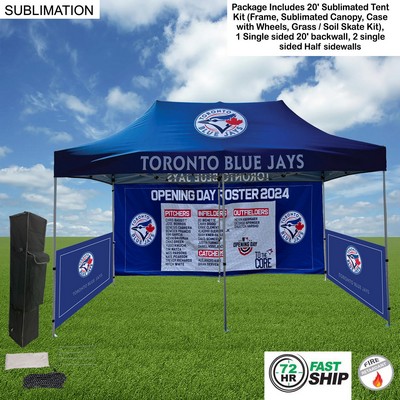 72 Hr Fast Ship - Full Tent Package 2, 20' Sublimated Tent , 20' Backwall, 2 Half Sidewalls