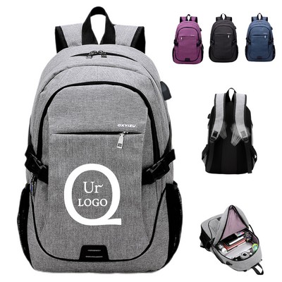 Oxford Laptop Backpack w/ USB Charging Port
