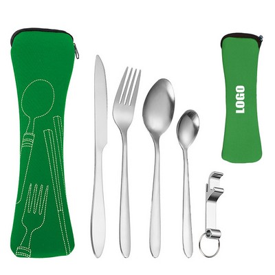 5-In-1 Spoon Fork Knife Cutlery w/Pouch