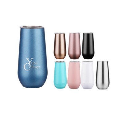 6oz Stemless Double Insulated Champagne Flute Tumbler With Lid