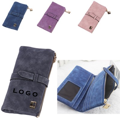 Multi-Card Slot Matte Buckle Women'S Wallet