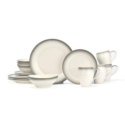 Mikasa Swirl Ombre Graphite 16Pc Ironstone Dinnerware Set