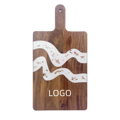 Acacia Charcuterie Board with Gold Foil Resin River