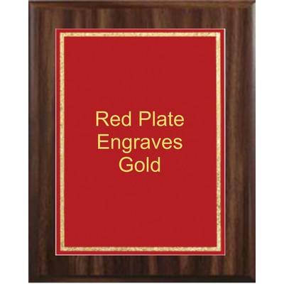 Walnut Plaque 8" x 10" - Red/Gold - 6" x 8" Florentine Frame Designer Plate