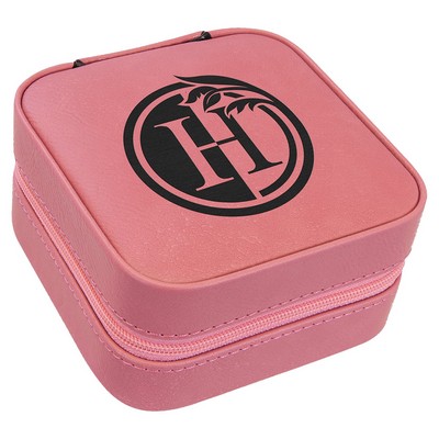 Leatherette Travel Jewelry Box with Tan Lining