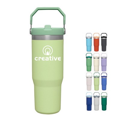 30Oz Stainless Steel Vacuum Bottle Flip Straw Tumbler