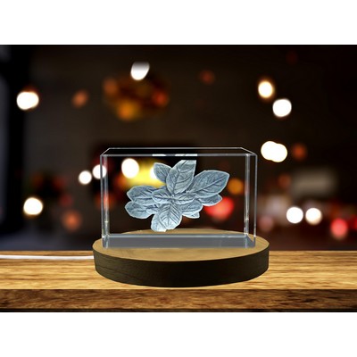 Aroma of Basil Engraved Crystal Decor w/LED Base for Herb Garden and Home