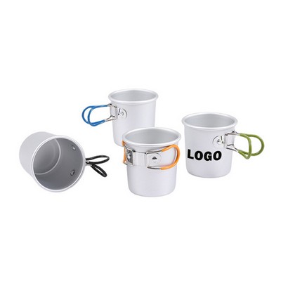 5.3oz Custom Food Grade Aluminum Alloy Camping Mug w/Foldable Handles