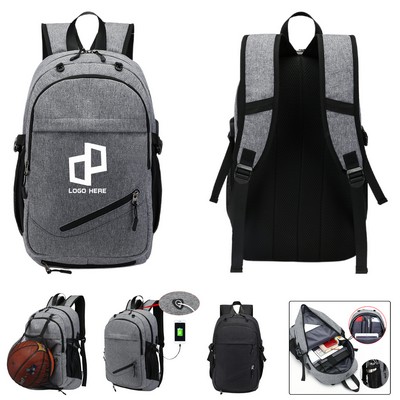 Polyester Backpack W/ Mesh Basketball Pouch