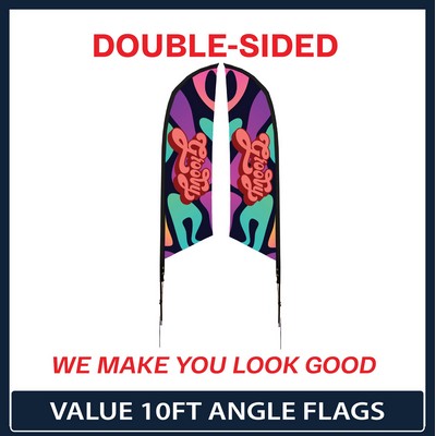 Value 10' Angle Flag - Double Sided w/Spike Base and Carry Bag