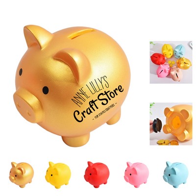 Solid Plastic Piggy Bank with Twist on Bottom Plug