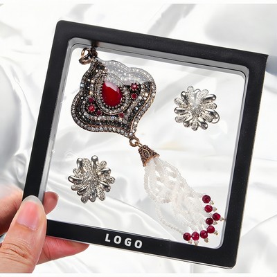 Transparent Lid Floating Style Pe Film Jewelry Display And Storage Box