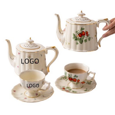 7.44Oz Vintage Coffee Cup And Saucer Set With Gold Trim