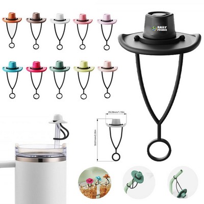 Silicone Cowboy Hat Pattern Straw Cover Topper