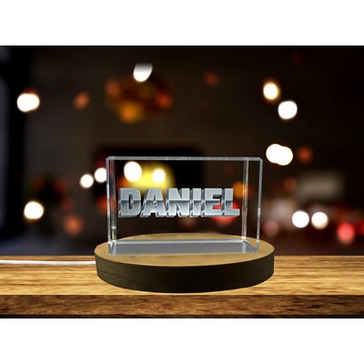 Personalized Daniel 3D Engraved Crystal Trophy Award w/LED Base