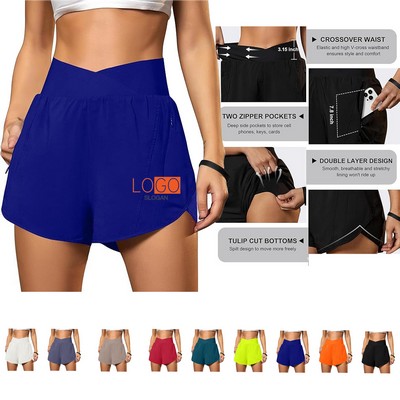 High Waisted Women's Workout Shorts Athletic Running Shorts