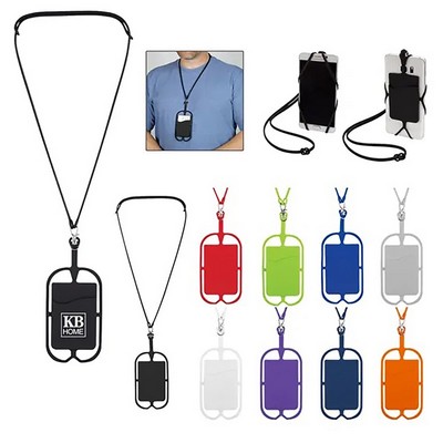 Muti-color Silicone Lanyard With Phone Holder & Wallet
