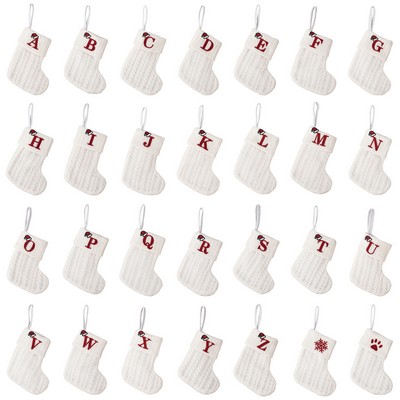 Decorative Knitted Yarn Stocking Embroidered Letter Kids Candy Gift Bag Christmas Sock Gift Bag