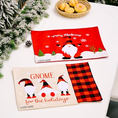 Christmas Plaid Fabric Placemat Reindeer Rudolph Table Mat Heat Resistant Mat