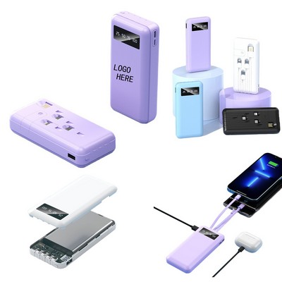 Multifunction 10000mAh Power Bank With 4 Built-In Cables