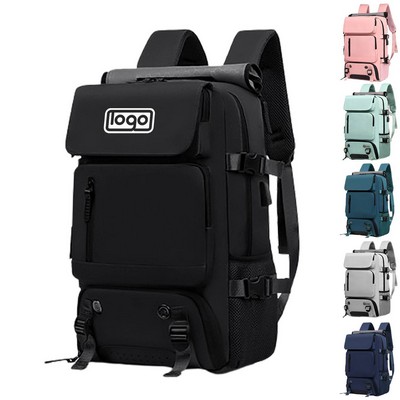 Waterproof Travel Nylon Backpack W/ Usb Port
