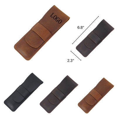 Retro Crazy Horse Leather Pen Case