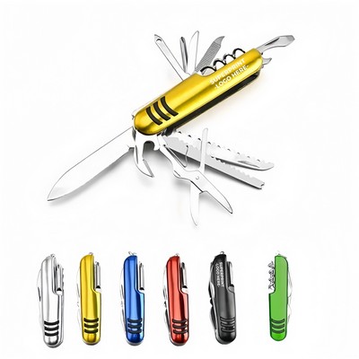 Stainless Steel 6-in-1 Pocket Knife with Keychain