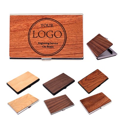 Wooden Metal Business Card Holder