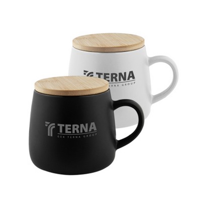 11 Oz Ceramic Cup with Bamboo Lid